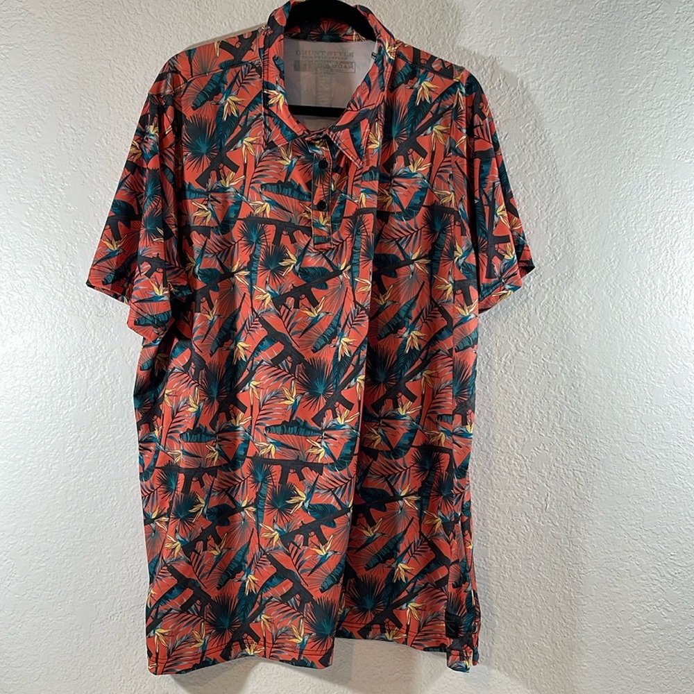 GRUNT STYLE RANGE PARADISE PATRIOTIC MEN’S POLO SHIRT SIZE 3XL - Picture 4 of 16